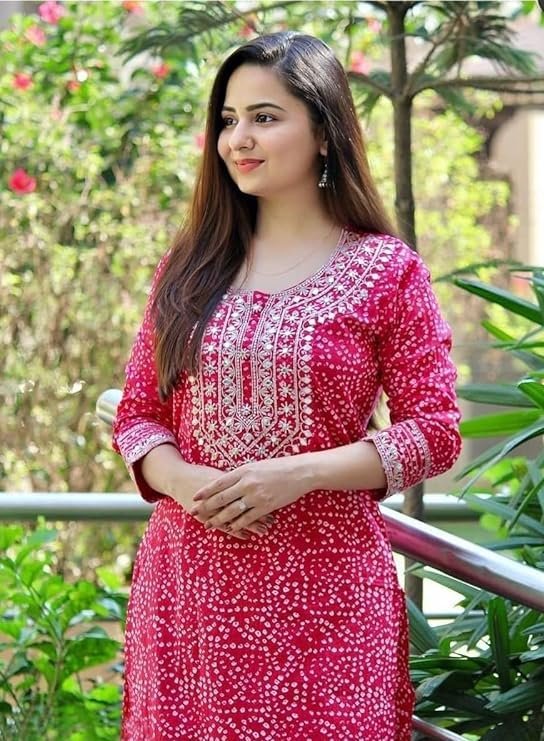 Women-Printed-Crepe-Straight-Kurta-Pink