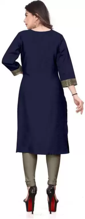 Women Solid Cotton Blend Straight Kurta