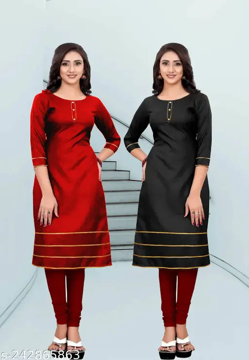 Women's Layri Kurta Rayon Lace Border Kurti