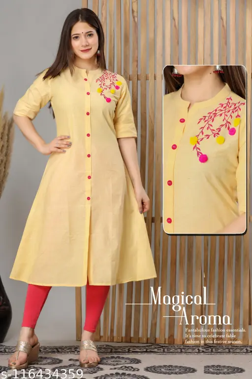 Women's embroidery A Line kurtis