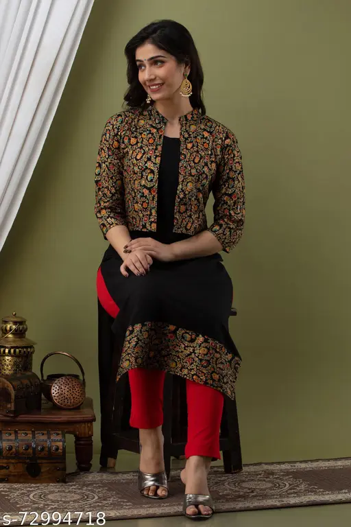 Zyla straight kurta with short jacket.